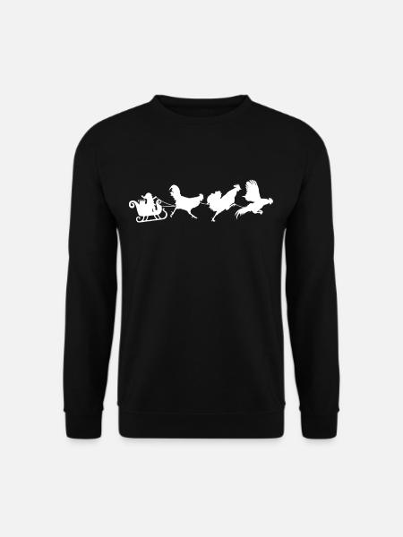 Weihnachten Huehner Hahn Haehne Schlitten Weihnach - Unisex Pullover - Schwarz