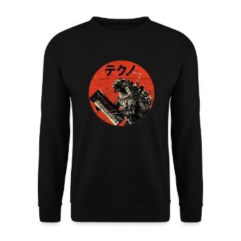 Analog Vintage Synthesizer - Japanese Retro - Unisex Sweatshirt - black - Front - Alina (178cm) & Michal (187cm)
