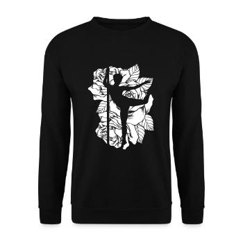 Pole Dancer Scherenschnittblumen Kunstgeschenk - Unisex Pullover - Schwarz - Vorne - Alina (178cm) & Michal (187cm)
