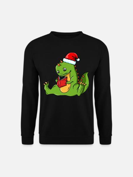 Dinosaurier Dino Buch Lesen Bücher Weihnachten - Unisex Pullover - Schwarz