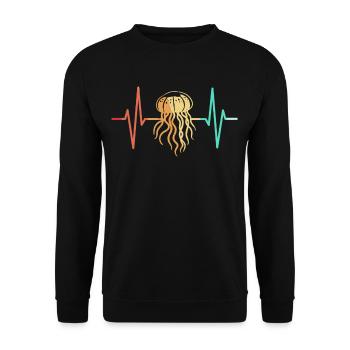 Qualle Quallen Süße Meduse Liebhaber Vintage Retro - Unisex Pullover - Schwarz - Vorne - Alina (178cm) & Michal (187cm)