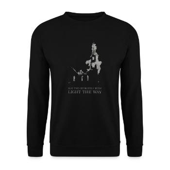 Brennende Kirche Okkulter Antichrist Satan Atheist - Unisex Pullover - Schwarz - Vorne - Alina (178cm) & Michal (187cm)