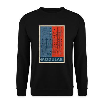 Modular Synthesizer Eurorack Nerd Gear Synth - Unisex Sweatshirt - black - Front - Alina (178cm) & Michal (187cm)