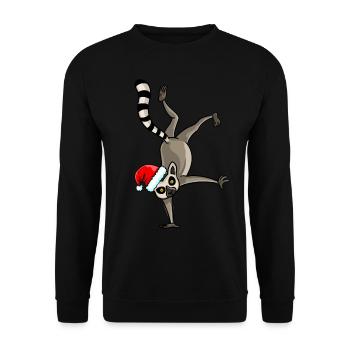Singe lémurien singe drôle Noël - Sweat-shirt Unisexe - noir - Devant - Alina (178cm) & Michal (187cm)