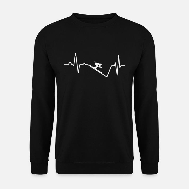 Herzschlag Puls Downhill Skiing Abfahrtslauf - Unisex Pullover - Schwarz
