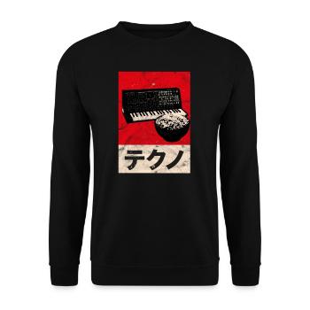 Vintage Analogique Japonais SynthéTiseur Rétro Synthétiseur - Sweat-shirt Unisexe - noir - Devant - Alina (178cm) & Michal (187cm)