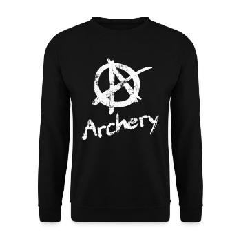 Archery Anarchy Symbol - Unisex Pullover - Schwarz - Vorne - Alina (178cm) & Michal (187cm)