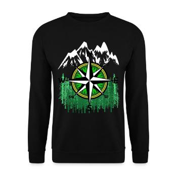 Wilderness Mountains Mountain Compass Windrose Mountains - Unisex Sweatshirt - black - Front - Alina (178cm) & Michal (187cm)