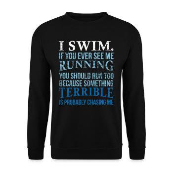 swim - Unisex Sweatshirt - black - Front - Alina (178cm) & Michal (187cm)