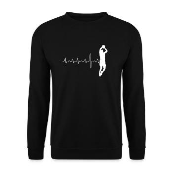 Basketballer heartbeat gift design artwork - Unisex Sweatshirt - black - Front - Alina (178cm) & Michal (187cm)