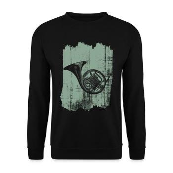 horn waldhorn instrument - Unisex Pullover - Schwarz - Vorne - Alina (178cm) & Michal (187cm)
