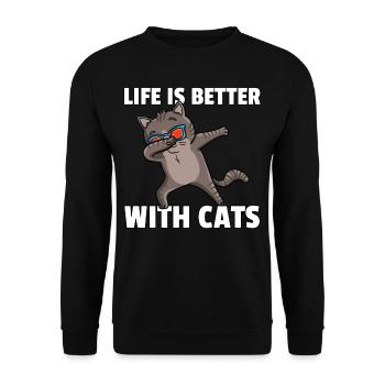 Dabbing Katze Liebhaber Tanz Lustige - Unisex Pullover - Schwarz - Vorne - Alina (178cm) & Michal (187cm)