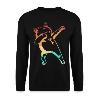 Dabbing Cat Dance Dab Vintage Retro - Unisex Sweatshirt - black - Front - Alina (178cm) & Michal (187cm)