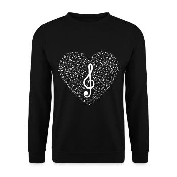 Clef note heart musician music gift - Unisex Sweatshirt - black - Front - Alina (178cm) & Michal (187cm)