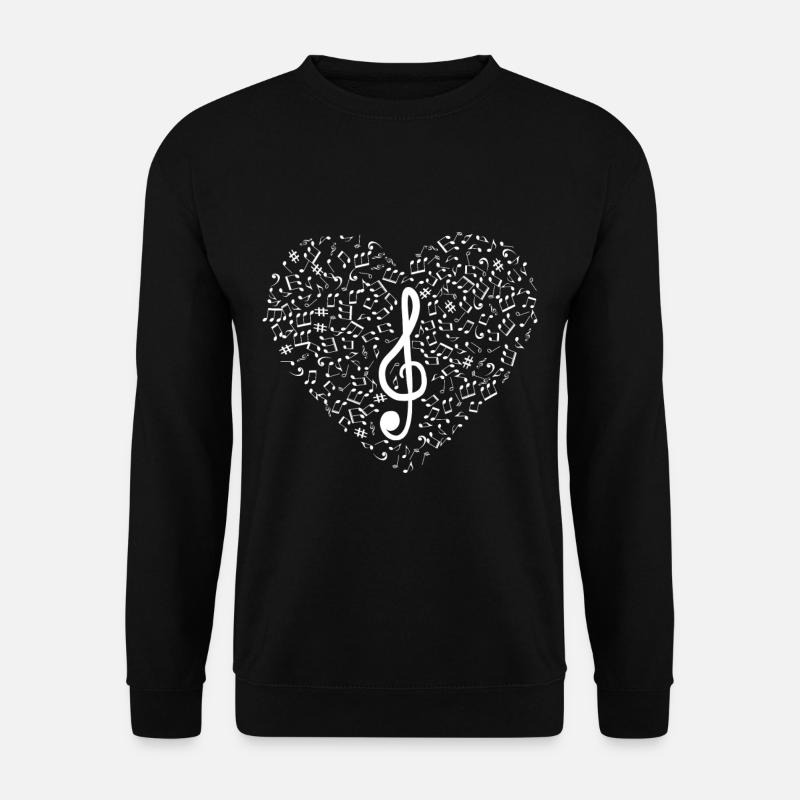Notenschlüssel Note Herz Musiker Musik Geschenk - Unisex Pullover - Schwarz