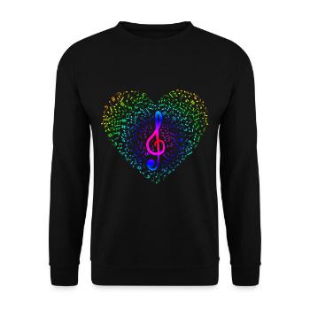 Clef note heart musician music gift - Unisex Sweatshirt - black - Front - Alina (178cm) & Michal (187cm)