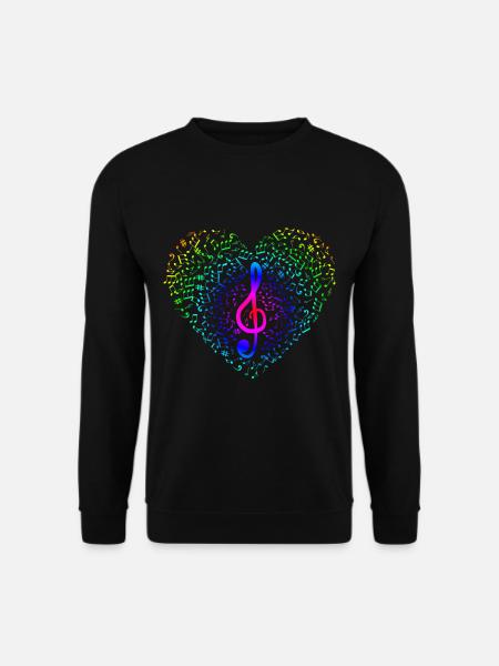 Clef note coeur musicien cadeau de musique - Sweat-shirt Unisexe - noir