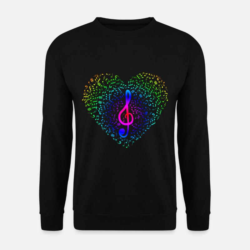 Notenschlüssel Note Herz Musiker Musik Geschenk - Unisex Pullover - Schwarz