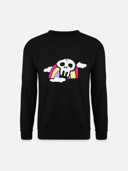 Totenkopf auf Regenbogen und Wolken bunt Geschenk - Unisex Pullover - Schwarz