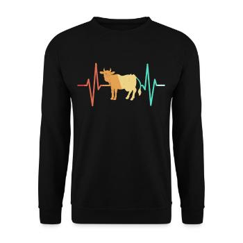 Kuh Kühe Bauer Landwirt Vintage Retro - Unisex Pullover - Schwarz - Vorne - Alina (178cm) & Michal (187cm)