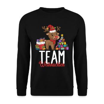 Team Weihnachten Rentier Weihnachtsmarkt Geschenke - Unisex Pullover - Schwarz - Vorne - Alina (178cm) & Michal (187cm)
