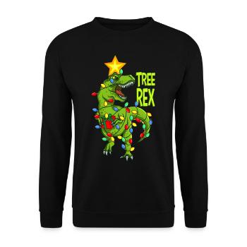 TREE REX DINO Christmas Ugly Christmas Gift - Unisex Sweatshirt - black - Front - Alina (178cm) & Michal (187cm)
