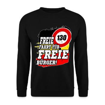 FREIE FAHRT FÜR FREIE BÜRGER Kein Tempolimit - Unisex Pullover - Schwarz - Vorne - Alina (178cm) & Michal (187cm)