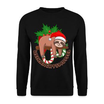 WEIHNACHTSMUFFEL Mit Lustiges Faultier Weihnachten - Unisex Pullover - Schwarz - Vorne - Alina (178cm) & Michal (187cm)