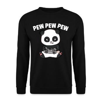 Panda Gamer Video Player Play Game - Unisex Sweatshirt - black - Front - Alina (178cm) & Michal (187cm)