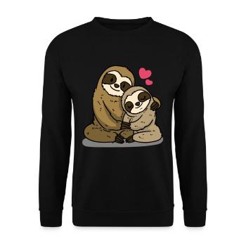 Liebend Sloth Loving Sloth - Unisex Pullover - Schwarz - Vorne - Alina (178cm) & Michal (187cm)