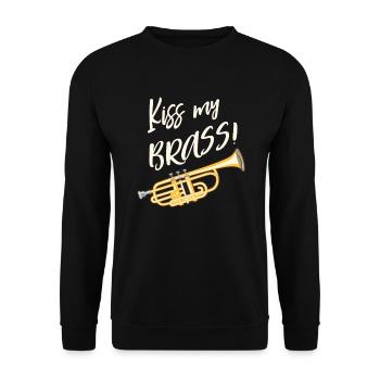Kiss My Brass Band Trompete - Unisex Pullover - Schwarz - Vorne - Alina (178cm) & Michal (187cm)