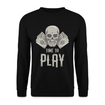 Cool Time To Play Cards Skull Card Players gift - Unisex Sweatshirt - black - Front - Alina (178cm) & Michal (187cm)