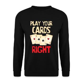 Cool Play Your Cards Right Card Players gift - Unisex Sweatshirt - black - Front - Alina (178cm) & Michal (187cm)