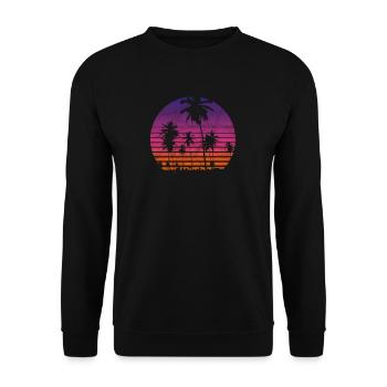 Synthwave Retrowave Aesthetic Vintage Drive Laser - Unisex Sweatshirt - black - Front - Alina (178cm) & Michal (187cm)