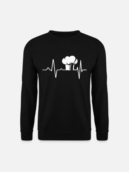 Kochmuetze Herzschlag Puls Kuechenchef - Unisex Pullover - Schwarz