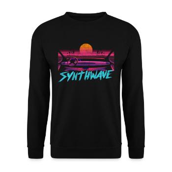 Synthwave Retrowave Aesthetic Vintage Drive Laser - Unisex Sweatshirt - black - Front - Alina (178cm) & Michal (187cm)