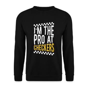 Cool Pro At Checkers Shirt Checkers Players gift - Unisex Sweatshirt - black - Front - Alina (178cm) & Michal (187cm)