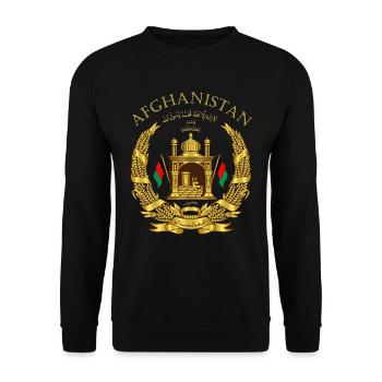 Afghanistan coat of arms with lettering - Unisex Sweatshirt - black - Front - Alina (178cm) & Michal (187cm)