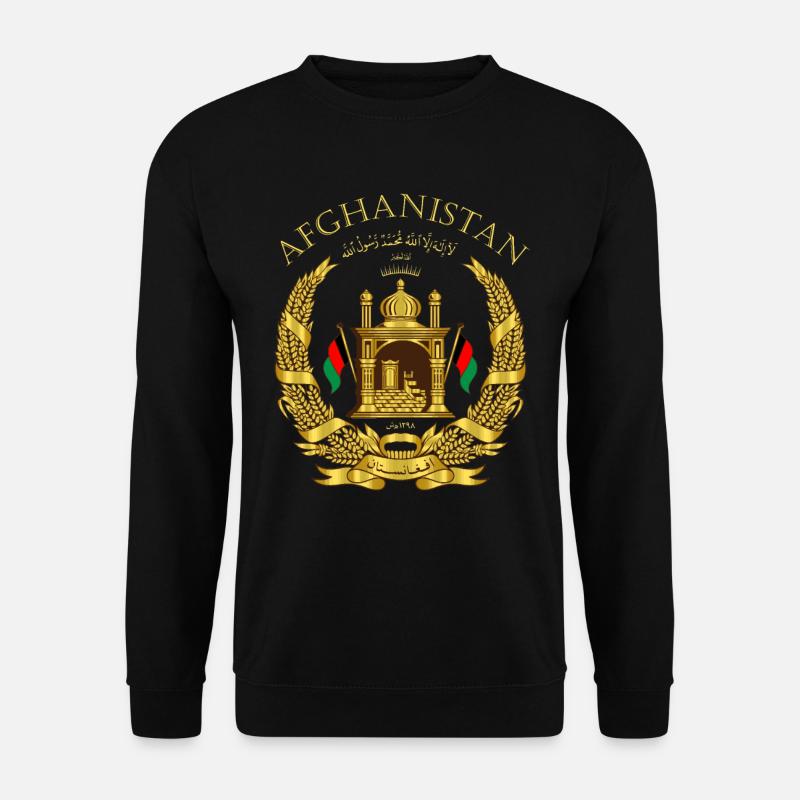 Afghanistan Wappen mit Schriftzug - Unisex Pullover - Schwarz
