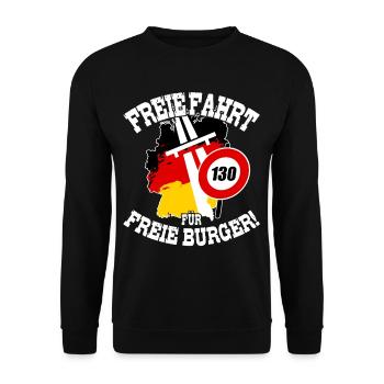 FREIE FAHRT FÜR FREIE BÜRGER Kein Tempolimit - Unisex Pullover - Schwarz - Vorne - Alina (178cm) & Michal (187cm)