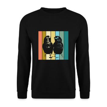 Agapornis Unzertrennliche Retro Geschenk Design - Unisex Pullover - Schwarz - Vorne - Alina (178cm) & Michal (187cm)
