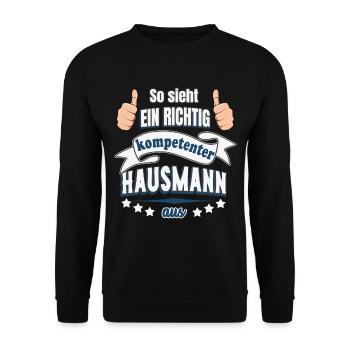 Kompetenter Hausmann Geschenk - Unisex Pullover - Schwarz - Vorne - Alina (178cm) & Michal (187cm)