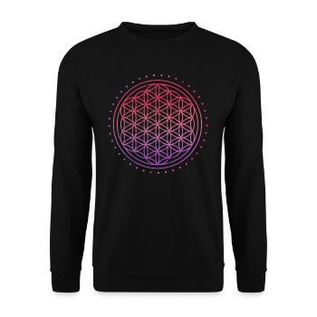 Sacred Geometry Flower of Life - Psychedelic - Unisex Sweatshirt - black - Front - Alina (178cm) & Michal (187cm)