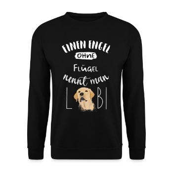 Labrador Hund Engel ohne Flügel Geschenk Retriever - Unisex Pullover - Schwarz - Vorne - Alina (178cm) & Michal (187cm)