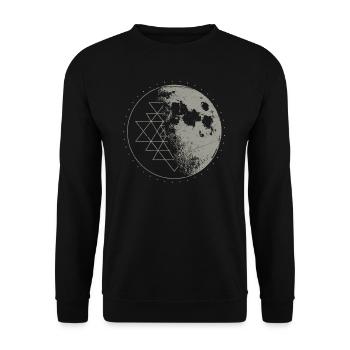 Sacred Geometry Sri Yantra Moon - Psychedelic - Unisex Sweatshirt - black - Front - Alina (178cm) & Michal (187cm)