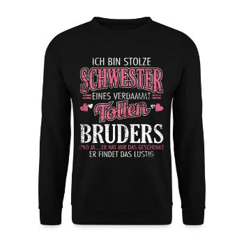 Schwester Bruder - Unisex Pullover - Schwarz - Vorne - Alina (178cm) & Michal (187cm)