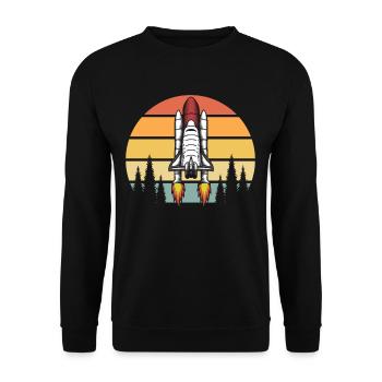 Astronomie Rakete - Unisex Pullover - Schwarz - Vorne - Alina (178cm) & Michal (187cm)
