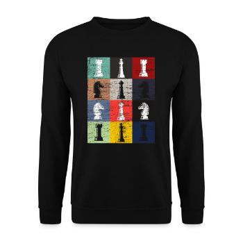 Pièces d'échecs - Sweat-shirt Unisexe - noir - Devant - Alina (178cm) & Michal (187cm)