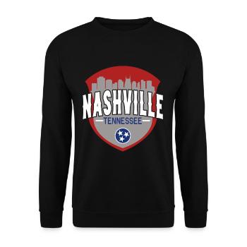 Nashville Tennessee Badge Stadt - Unisex Pullover - Schwarz - Vorne - Alina (178cm) & Michal (187cm)