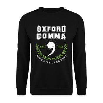 Oxford Comma Appreciation Society Grammar Police - Unisex Sweatshirt - black - Front - Alina (178cm) & Michal (187cm)